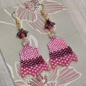 Handmade earrings, miyuki glass beads, beaded earrings, tulip earrings